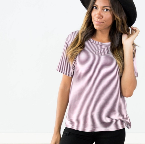 Shop Stevie Tops - Jainy Stripe Top in Marsala